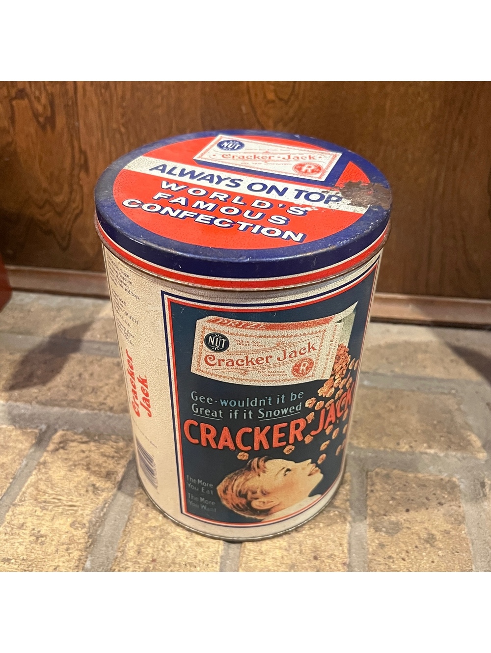 1900’s Empty Cracker Jack Tin Canister - World's Famous Confection